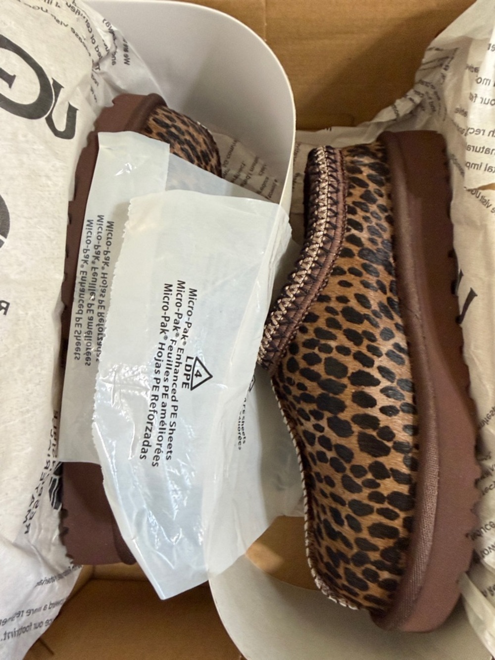 UGG Leopard-Print Slip-On Slippers in Brown